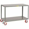Little Giant® Mobile Table w/2 Shelves & Floor Lock, 3600 lb. Cap, 60"L x 24"W x 34"H, Gray