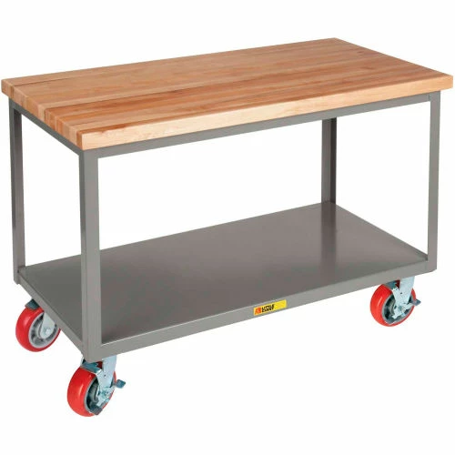 Little Giant® Butcher Block Table w/2 Shelves & Wheel Brakes, 3000 lb. Cap, 72"L x 36"W x 34"H 1 Little Giant® Butcher Block Table w/2 Shelves & Wheel Brakes, 3000 lb. Cap, 72"L x 36"W x 34"H
