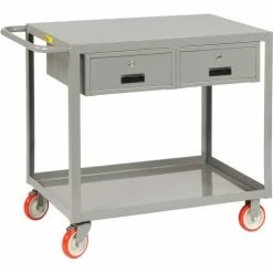 Little Giant® Service Cart w/2 Drawers, 1200 lb. Capacity, 36"L x 24"W x 35"H, Gray
