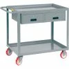 Little Giant® Service Cart w/2 Drawers & Lip Shelves, 1200 lb. Cap, 36"L x 24"W x 35"H, Gray