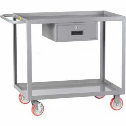 Little Giant® Service Cart w/1 Drawer & Lip Shelves, 1200 lb. Cap, 36"L x 24"W x 35"H, Gray