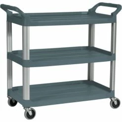 Rubbermaid® Xtra Service Cart w/3 Shelves, 300 lb. Cap, 40-3/5"L x 20"W x 37-13/16"H, Gray