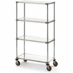 Metro® Super Erecta Shelf Truck w/4 Shelves, 900 lb. Capacity, 60"L x 24"W x 68"H, Silver