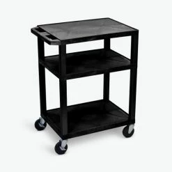 Luxor Garage Shop Utility Cart w/3 Shelves, 300 lb. Capacity, 24"L x 18"W x 34"H, Black