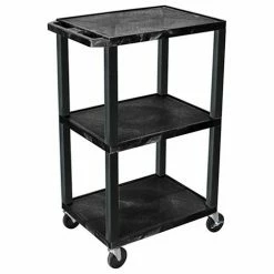 Luxor Garage Shop Utility Cart w/3 Shelves, 300 lb. Capacity, 24"L x 18"W x 42"H, Black