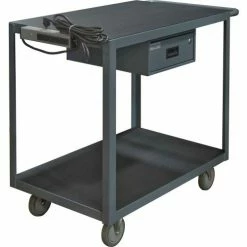 Durham Mfg.® Instrument Cart w/2 Shelves & Pneumatic Casters, 1200 lb., 36"L x 24"W x 37-5/8"H