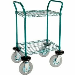 Nexel® Utility Cart, 2 Shelf, Poly-Green®, 24"L x 18"W x 42"H, Pneumatic Rigid Casters 25 Nexel® Utility Cart, 2 Shelf, Poly-Green®, 24"L x 18"W x 42"H, Pneumatic Rigid Casters -Utility Carts Elegant store GLL 1824N2GZ