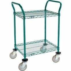 Nexel® Utility Cart, 2 Shelf, Poly-Green®, 24"L x 18"W x 39"H, Polyurethane Swivel Casters -Utility Carts Elegant store GLL 1824P2GZ