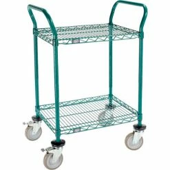 Nexel® Utility Cart, 2 Shelf, Poly-Green®, 24"L x 18"W x 39"H, Polyurethane Brake Casters -Utility Carts Elegant store GLL 1824P2GZB