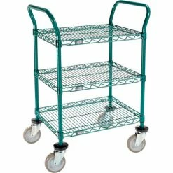 Nexel® Utility Cart, 3 Shelf, Poly-Green®, 24"L x 18"W x 39"H, Polyurethane Swivel Casters 25 Nexel® Utility Cart, 3 Shelf, Poly-Green®, 24"L x 18"W x 39"H, Polyurethane Swivel Casters -Utility Carts Elegant store GLL 1824P3GZ