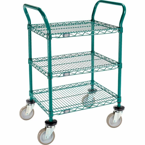 Nexel® Utility Cart, 3 Shelf, Poly-Green®, 24"L x 18"W x 39"H, Polyurethane Swivel Casters 13 Nexel® Utility Cart, 3 Shelf, Poly-Green®, 24"L x 18"W x 39"H, Polyurethane Swivel Casters - Image 13