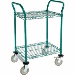 Nexel® Utility Cart, 2 Shelf, Poly-Green®, 24"L x 18"W x 39"H, Polyurethane Rigid Casters -Utility Carts Elegant store GLL 1824R2GZ