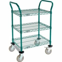 Nexel® Utility Cart, 3 Shelf, Poly-Green®, 24"L x 18"W x 39"H, Polyurethane Rigid Casters 25 Nexel® Utility Cart, 3 Shelf, Poly-Green®, 24"L x 18"W x 39"H, Polyurethane Rigid Casters -Utility Carts Elegant store GLL 1824R3GZ