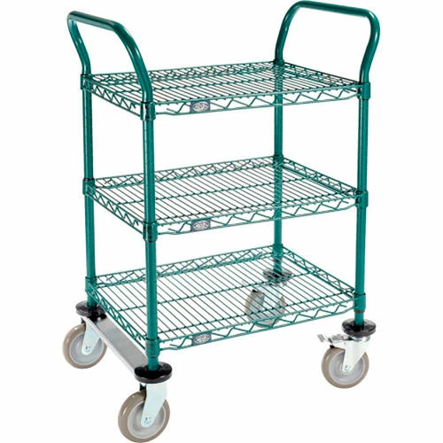 Nexel® Utility Cart, 3 Shelf, Poly-Green®, 24"L x 18"W x 39"H, Polyurethane Rigid Casters 13 Nexel® Utility Cart, 3 Shelf, Poly-Green®, 24"L x 18"W x 39"H, Polyurethane Rigid Casters - Image 13
