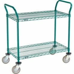 Nexel® Utility Cart, 2 Shelf, Poly-Green®, 36"L x 18"W x 39"H, Polyurethane Swivel Casters -Utility Carts Elegant store GLL 1836P2GZ