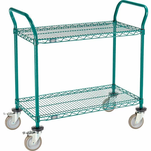 Nexel® Utility Cart, 2 Shelf, Poly-Green®, 36"L x 18"W x 39"H, Polyurethane Brake Casters 13 Nexel® Utility Cart, 2 Shelf, Poly-Green®, 36"L x 18"W x 39"H, Polyurethane Brake Casters - Image 13