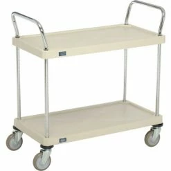 Nexel® Plastic Utility Cart w/2 Shelves & Poly Casters, 600 lb. Cap, 36"L x 18"W x 39"H, Tan -Utility Carts Elegant store GLL 1836P2SP