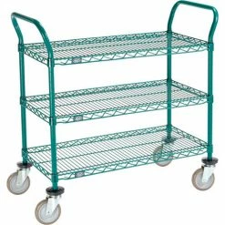 Nexel® Utility Cart, 3 Shelf, Poly-Green®, 36"L x 18"W x 39"H, Polyurethane Swivel Casters -Utility Carts Elegant store GLL 1836P3GZ