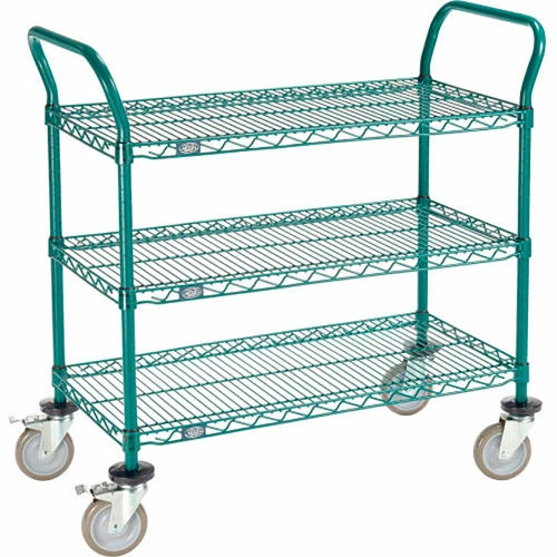 Nexel® Utility Cart, 3 Shelf, Poly-Green®, 36"L x 18"W x 39"H, Polyurethane Brake Casters 13 Nexel® Utility Cart, 3 Shelf, Poly-Green®, 36"L x 18"W x 39"H, Polyurethane Brake Casters - Image 13