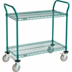 Nexel® Utility Cart, 2 Shelf, Poly-Green®, 36"L x 18"W x 39"H, Polyurethane Rigid Casters -Utility Carts Elegant store GLL 1836R2GZ