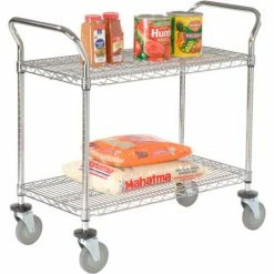 Nexel® Chrome Utility Cart w/2 Shelves & Poly Brake Casters, 1200 lb. Cap, 42"L x 18"W x 39"H 31 Nexel® Chrome Utility Cart w/2 Shelves & Poly Brake Casters, 1200 lb. Cap, 42"L x 18"W x 39"H -Utility Carts Elegant store GLL 1842P2CB