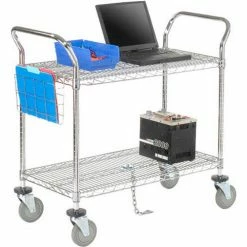 Nexel® Chrome ESD Utility Cart w/2 Shelves & Polyurethane Casters, 30"L x 21"W x 39"H 15 Nexel® Chrome ESD Utility Cart w/2 Shelves & Polyurethane Casters, 30"L x 21"W x 39"H -Utility Carts Elegant store GLL 2130ESD2