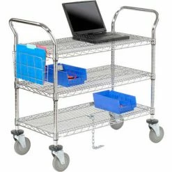 Nexel® Chrome ESD Utility Cart w/3 Shelves & Polyurethane Casters, 30"L x 21"W x 39"H 15 Nexel® Chrome ESD Utility Cart w/3 Shelves & Polyurethane Casters, 30"L x 21"W x 39"H -Utility Carts Elegant store GLL 2130ESD3