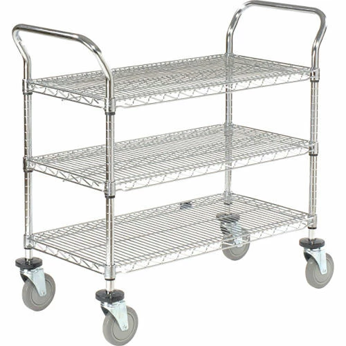 Nexel® Chrome Utility Cart w/3 Shelves & Poly Brake Casters, 1200 lb. Cap, 30"L x 21"W x 39"H 26 Nexel® Chrome Utility Cart w/3 Shelves & Poly Brake Casters, 1200 lb. Cap, 30"L x 21"W x 39"H - Image 26