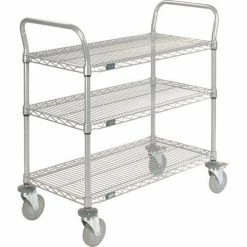 Nexel® Utility Cart w/3 Shelves & Poly Brake Casters, 1200 lb. Cap, 36"L x 21"W x 39"H -Utility Carts Elegant store GLL 2136P3EPB