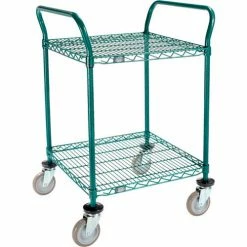 Nexel® Utility Cart, 2 Shelf, Poly-Green®, 24"L x 24"W x 39"H, Polyurethane Swivel Casters -Utility Carts Elegant store GLL 2424P2GZ