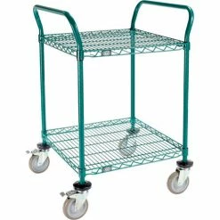 Nexel® Utility Cart, 2 Shelf, Poly-Green®, 24"L x 24"W x 39"H, Polyurethane Brake Casters -Utility Carts Elegant store GLL 2424P2GZB