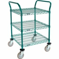 Nexel® Utility Cart, 3 Shelf, Poly-Green®, 24"L x 24"W x 39"H, Polyurethane Swivel Casters 25 Nexel® Utility Cart, 3 Shelf, Poly-Green®, 24"L x 24"W x 39"H, Polyurethane Swivel Casters -Utility Carts Elegant store GLL 2424P3GZ