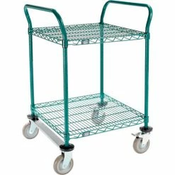 Nexel® Utility Cart, 2 Shelf, Poly-Green®, 24"L x 24"W x 39"H, Polyurethane Rigid Casters -Utility Carts Elegant store GLL 2424R2GZ