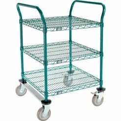 Nexel® Utility Cart, 3 Shelf, Poly-Green®, 24"L x 24"W x 39"H, Polyurethane Rigid Casters -Utility Carts Elegant store GLL 2424R3GZ