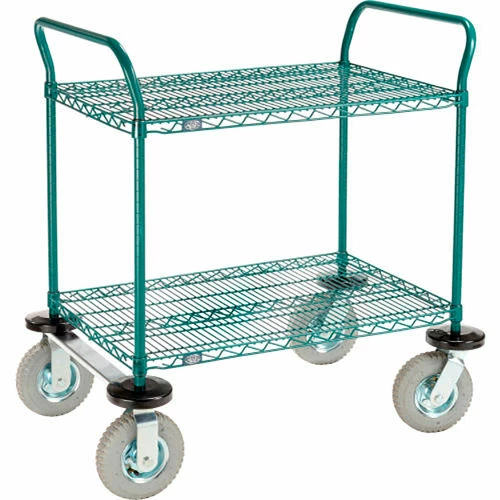 Nexel® Utility Cart, 2 Shelf, Poly-Green®, 36"L x 24"W x 42"H, Pneumatic Rigid Casters 13 Nexel® Utility Cart, 2 Shelf, Poly-Green®, 36"L x 24"W x 42"H, Pneumatic Rigid Casters - Image 13