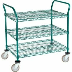 Nexel® Utility Cart, 3 Shelf, Poly-Green®, 36"L x 24"W x 39"H, Polyurethane Swivel Casters -Utility Carts Elegant store GLL 2436P3GZ