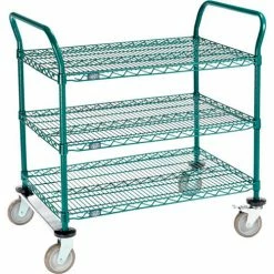 Nexel® Utility Cart, 3 Shelf, Poly-Green®, 36"L x 24"W x 39"H, Polyurethane Rigid Casters 25 Nexel® Utility Cart, 3 Shelf, Poly-Green®, 36"L x 24"W x 39"H, Polyurethane Rigid Casters -Utility Carts Elegant store GLL 2436R3GZ