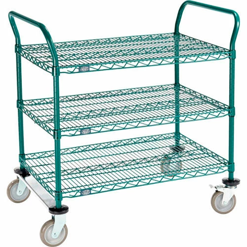 Nexel® Utility Cart, 3 Shelf, Poly-Green®, 36"L x 24"W x 39"H, Polyurethane Rigid Casters 13 Nexel® Utility Cart, 3 Shelf, Poly-Green®, 36"L x 24"W x 39"H, Polyurethane Rigid Casters - Image 13