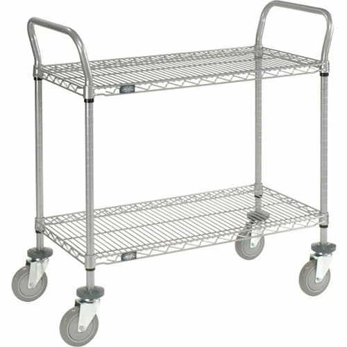 Nexel® Utility Cart w/2 Shelves & Poly Casters, 1200 lb. Capacity, 60"L x 24"W x 39"H, Silver 14 Nexel® Utility Cart w/2 Shelves & Poly Casters, 1200 lb. Capacity, 60"L x 24"W x 39"H, Silver - Image 14