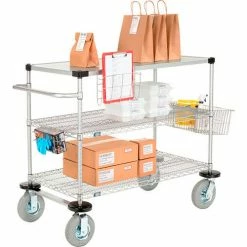 Nexelate® Curbside Cart w/3 Shelves & Pneumatic Casters, 48"L x 24"W x 43"H 25 Nexelate® Curbside Cart w/3 Shelves & Pneumatic Casters, 48"L x 24"W x 43"H -Utility Carts Elegant store GLL CS24482EPP