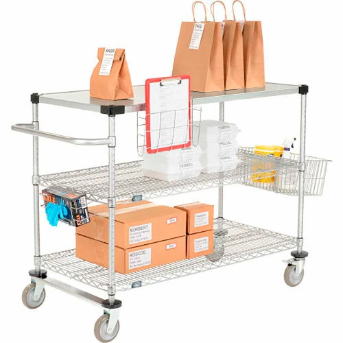 Nexel® Chrome Curbside Cart w/Shelves & Polyurethane Casters, 60"L x 24"W x 40"H 13 Nexel® Chrome Curbside Cart w/Shelves & Polyurethane Casters, 60"L x 24"W x 40"H - Image 13
