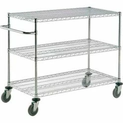 Nexel® Chrome ESD Adjustable Shelf Cart w/3 Shelves & Poly Casters, 42"L x 21"W x 40"H -Utility Carts Elegant store GLL SC2142ESD3
