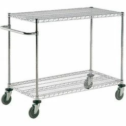 Nexel® Chrome ESD Adjustable Shelf Cart w/2 Shelves & Poly Casters, 72"L x 24"W x 40"H -Utility Carts Elegant store GLL SC2472ESD2