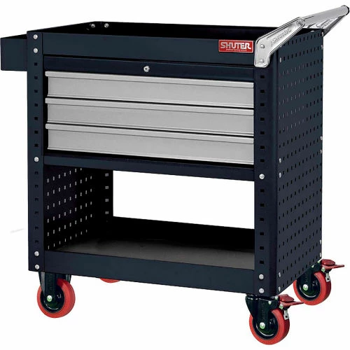 Shuter® Steel Utility Cart, w/3 Higher Drawers, 800 lb. Cap, 34-3/8"L x 19-2/3"W x 34-2/3"H 1 Shuter® Steel Utility Cart, w/3 Higher Drawers, 800 lb. Cap, 34-3/8"L x 19-2/3"W x 34-2/3"H