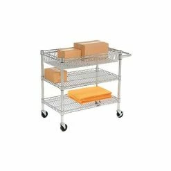 Luxor Wire Transport Cart, 400 lb. Capacity, 30"L x 18"W x 30"H, Silver -Utility Carts Elegant store LLU LICWT2918