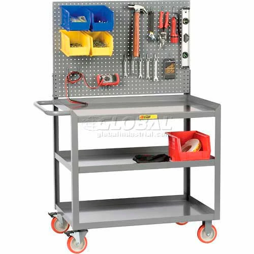 Little Giant® Mobile Workstation w/Pegboard & 3 Shelves, 1200 lb. Capacity, 36"L x 24"W x 35"H 1 Little Giant® Mobile Workstation w/Pegboard & 3 Shelves, 1200 lb. Capacity, 36"L x 24"W x 35"H