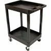 Luxor Plastic Utility Tub Cart, 24" x 18", Two Shelf, Black, 400 Lbs Capacity