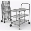 Luxor Collapsible Wire Cart w/3 Shelves, 200 lb. Capacity, 33"L x 19"W x 39"H, Silver