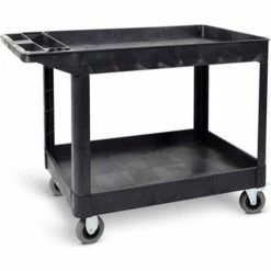 Luxor Heavy-Duty Utility Cart, Two Shelves, 5" Casters, Black, 500 Lbs Capacity