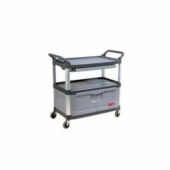 Rubbermaid® Xtra Service Cart w/3 Shelves, 300 lb. Cap, 40-5/8"L x 20"W x 37-13/16"H, Gray -Utility Carts Elegant store RCP4094 GRA